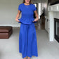 Gesmokte top & wijde broek set voor dames