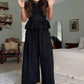 Gesmokte top & wijde broek set voor dames
