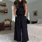 Gesmokte top & wijde broek set voor dames