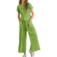 Gesmokte top & wijde broek set voor dames