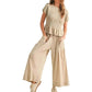 Gesmokte top & wijde broek set voor dames