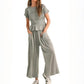 Gesmokte top & wijde broek set voor dames