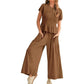 Gesmokte top & wijde broek set voor dames