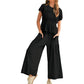 Gesmokte top & wijde broek set voor dames