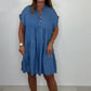Dames Casual Effen Korte Jurk met Knopen