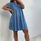 Dames Casual Effen Korte Jurk met Knopen