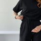 Dames Casual Effen 2-Delige Set – Top & Broek met Wijde Pijpen
