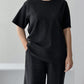 Dames Casual Effen 2-Delige Set – Top & Broek met Wijde Pijpen
