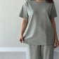 Dames Casual Effen 2-Delige Set – Top & Broek met Wijde Pijpen