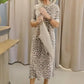 Dames luipaardprint jurk met ronde hals en korte mouwen