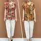 Elegante V-hals blouse met print en knopen