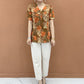 Elegante V-hals blouse met print en knopen