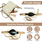 Stijlvolle Stro Crossbody Tas voor Dames met Afneembare Schouderriem en Gespdesign
