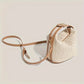 Stijlvolle Stro Crossbody Tas voor Dames met Afneembare Schouderriem en Gespdesign