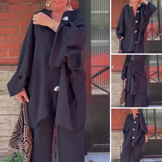 Dames Set met Losvallende Top en Wijde Broek