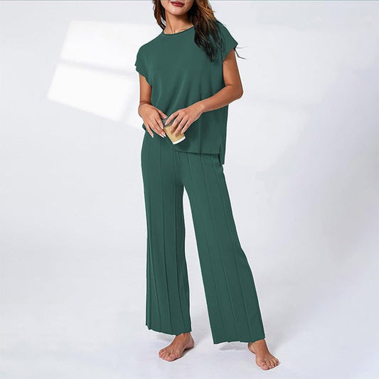 Women’s Cap-Sleeve Top & Wide-Leg Pants Set
