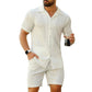 Heren 2-delig Set: Overhemd met Korte Mouwen & Shorts met Hoge Taille