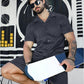 Heren 2-delig Set: Overhemd met Korte Mouwen & Shorts met Hoge Taille