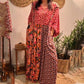 Women's Printed Pleated Maxi Dress