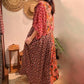 Women's Printed Pleated Maxi Dress