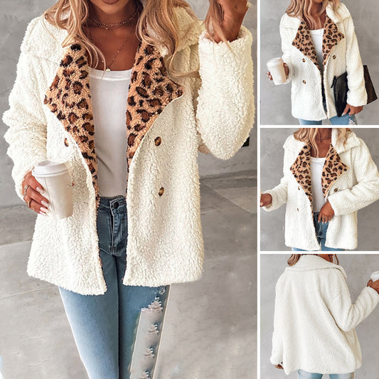 Cozy Coat with Leopard Trim