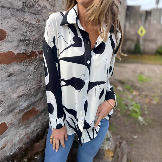 Dames Losse Blouse met Artistieke Print