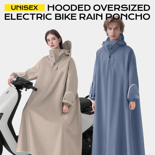 Unisex Oversized Regenponcho met Capuchon voor Elektrische Fiets