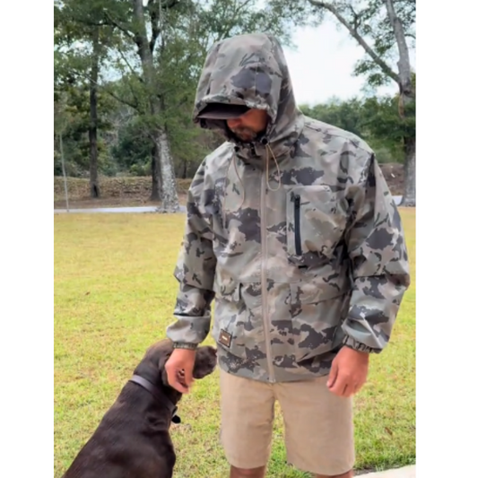 Heren camouflage jas met capuchon en meerdere zakken