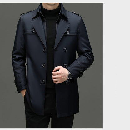 🧥Trenchcoat voor Heren met Middellange Lengte en Afneembare Voering✨