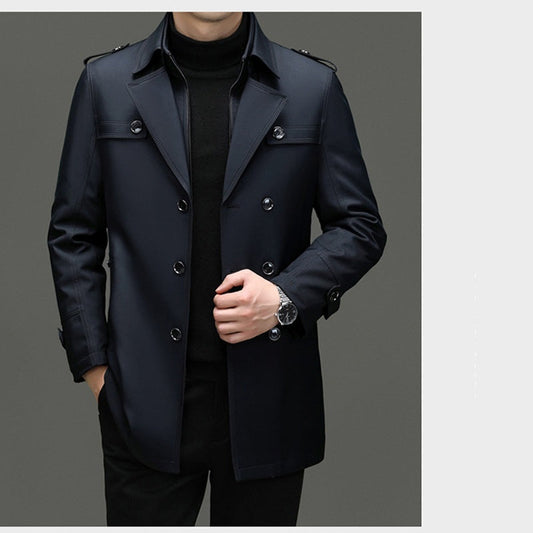 🧥Trenchcoat voor Heren met Middellange Lengte en Afneembare Voering✨
