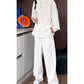 Pseudo-Tweedelige V-Hals Shirt & Broek Set