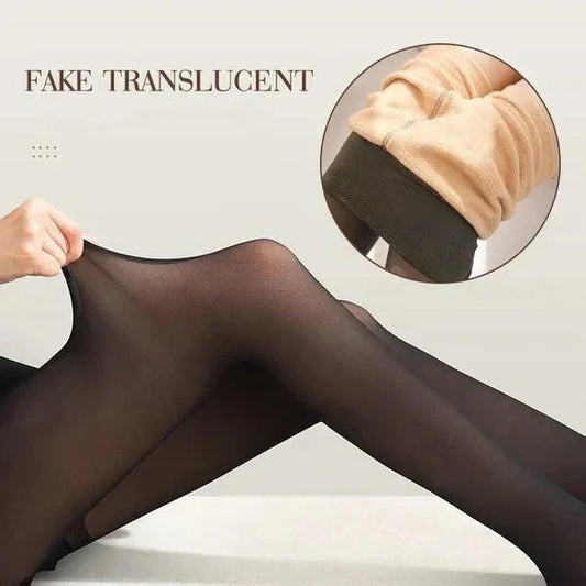 Warme pluche panty met elastische taille