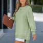 🔥 Lange Mouw Pullover met Rits Slit – Casual Sweatshirt Jurk voor Dames