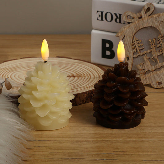 🔥Vlamloze LED-dennenappelkaarsen voor vakantiedecoratie