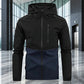 Heren casual winddichte jack met capuchon en kleurvlakken