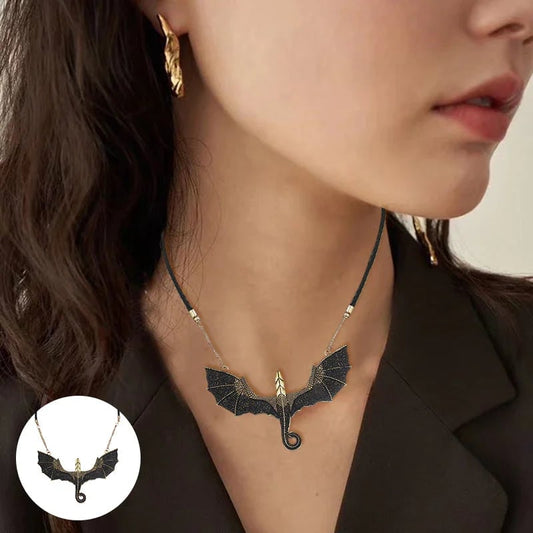 ✨Zwarte vliegende drakenketting met vleugels🛍️