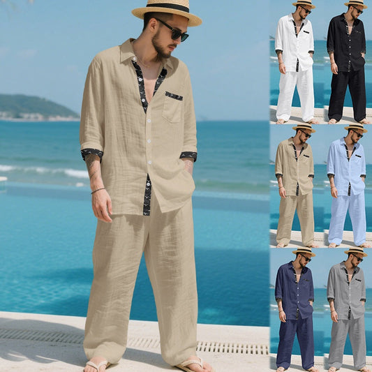 👔 Heren Casual Losvallend Overhemd & Broek 2-delige Set🛍️