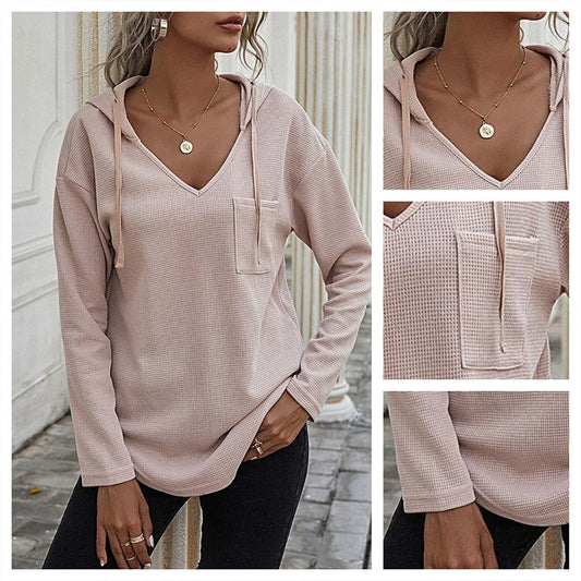 🧥V-Hals Lange Mouw Effen Kleur Hoodie🛍️