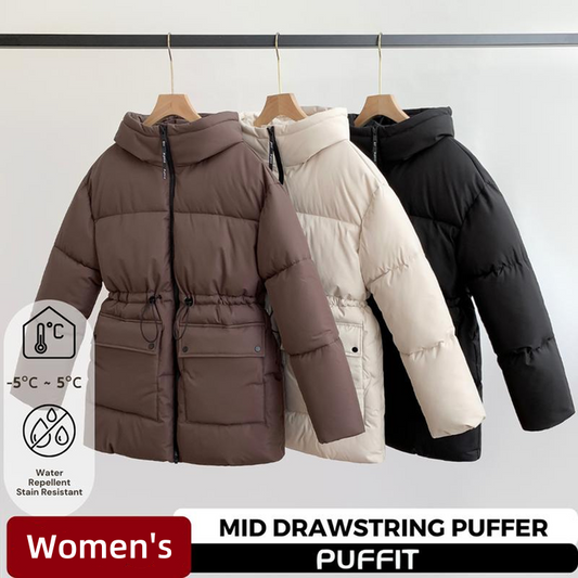 🧥Warme Effen Pufferjas met Trekkoord voor Dames🎀