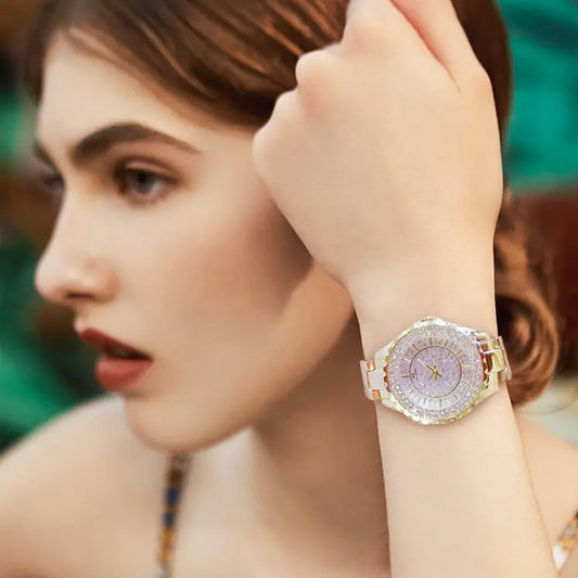 Dames Luxe Horloge met Kunstmatige Diamant Inleg