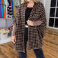 Dames pied-de-poule poncho met open voorkant