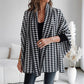 Dames pied-de-poule poncho met open voorkant