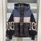 Dames Patchwork Gebreide Mouw Gewatteerde Hoodie Jas
