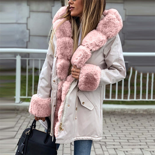 Parka Jas met Afneembare Pluizige Rand voor Dames
