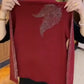 Dames warme thermoshirt met halve col en strasssteentjes