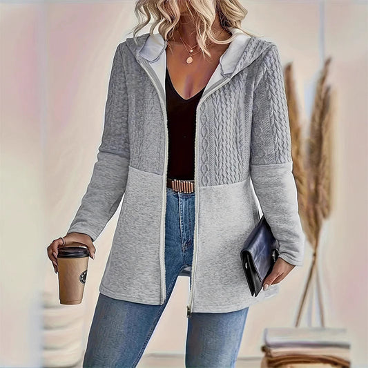 💖LAATSTE DAG ACTIE - 50% KORTING 💖 Trendy damesjack met capuchon, lange mouwen en rits