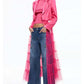 Trendy Unieke Mesh Patchwork Blazer voor Dames