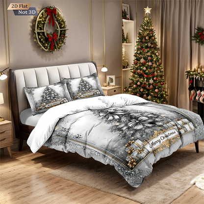🎄 NU 50% KORTING! ✨ Feestelijke kerstset van 3-delige dekbedovertrekken - zacht geborsteld polyester met kerstmotieven voor een gezellige seizoensdecoratie 🛏️❤️