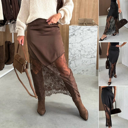 Elegante Lange Rok voor Dames met Kanten Paneel