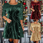 ⏳ Time-Limited Special! ⏰✨ Elegant Sequin A-Line Dress – Sparkle in Red, Gold & Green for Every Occasion 💃🌟